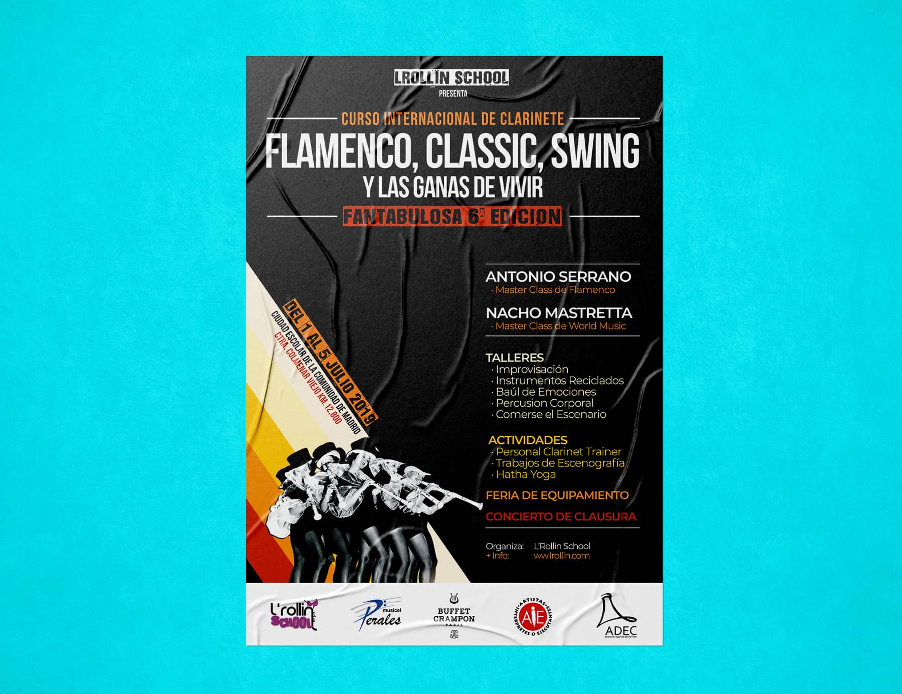 Diseño poster para evento Flamenco Classic Swing y las ganas de vivir branding por The Acctitude