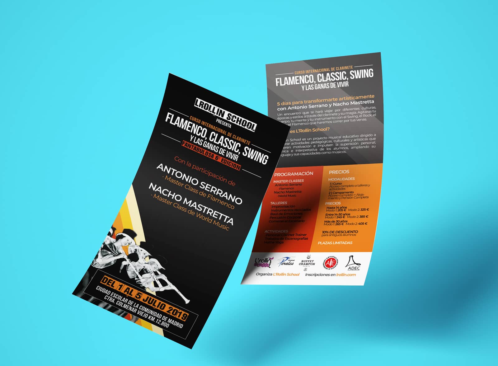 Diseño flyer para evento Flamenco Classic Swing y las ganas de vivir branding por The Acctitude