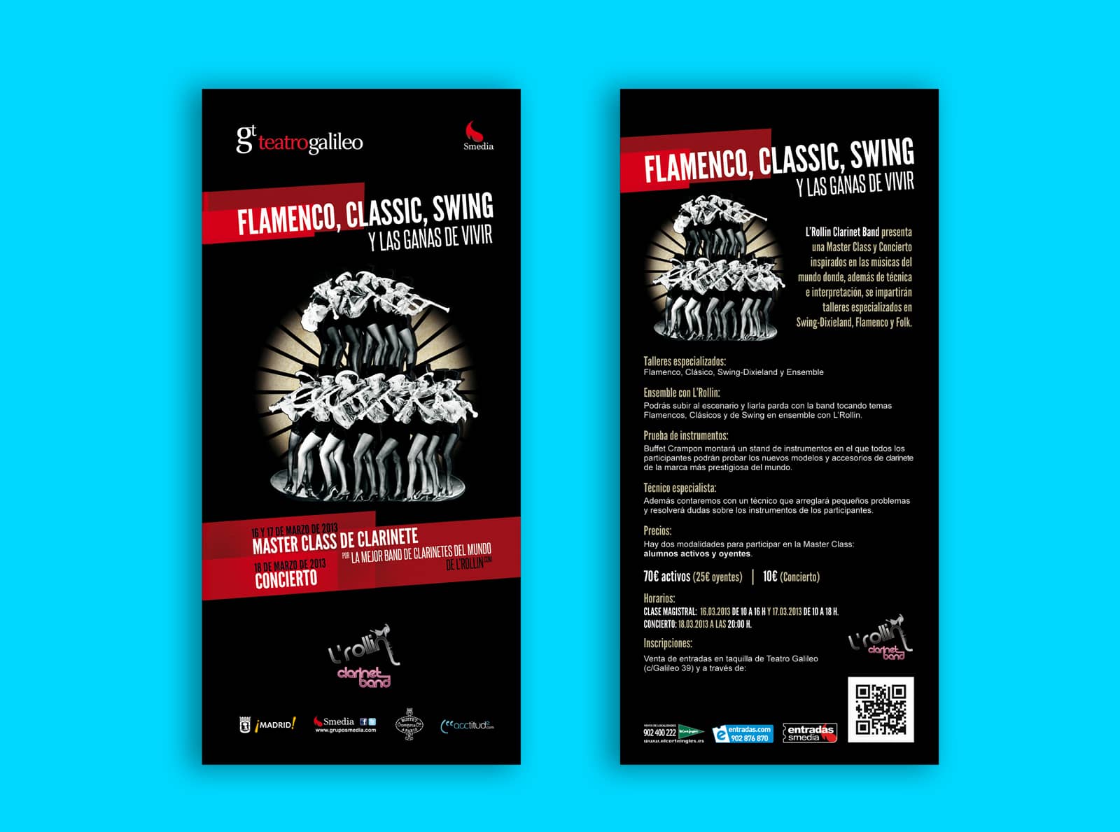 Folleto flyer para evento Flamenco Classic Swing y las ganas de vivir branding por The Acctitude