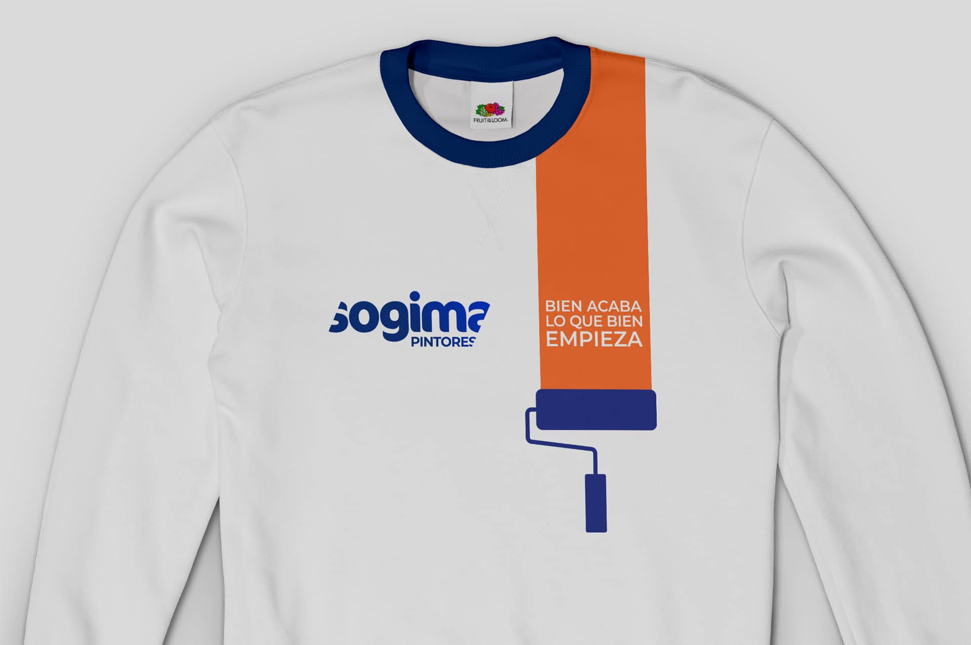 Sudadera gris y blanca de trabajo Sogima branding por The Acctitude diseño web